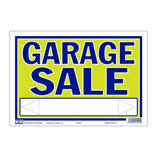 Hy-Ko 9X13 Neon Garage Sale Sign 9" x 13", 10PK A22404 - main
